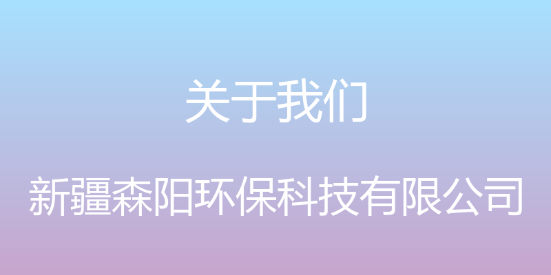 关于我们 - 新疆森阳环保科技有限公司